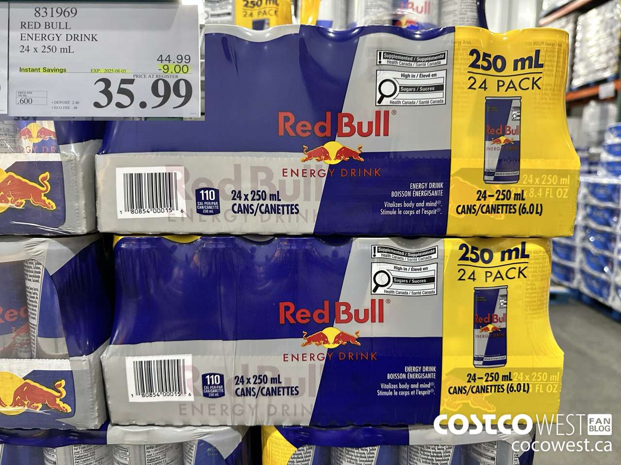 831969 RED BULL ENERGY DRINK 24 X 250ML ($9.00 INSTANT SAVINGS EXPIRES ON 2025-08-03) $35.99