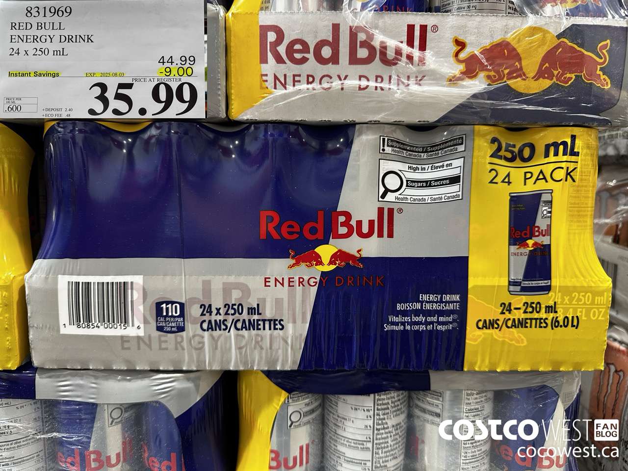 831969 RED BULL ENERGY DRINK 24 X 250ML ($9.00 INSTANT SAVINGS EXPIRES ON 2025-08-03) $35.99