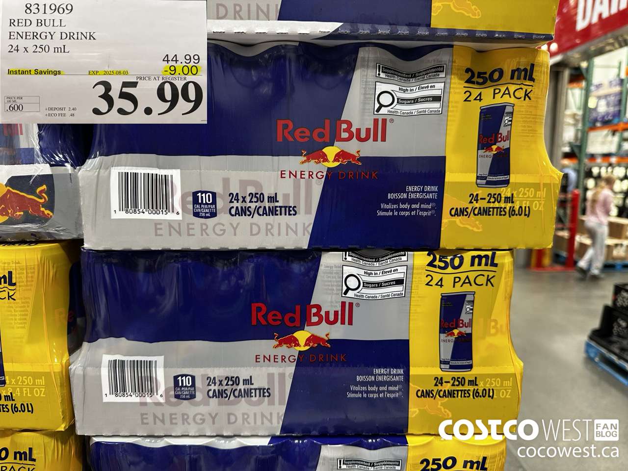 831969 RED BULL ENERGY DRINK 24 X 250ML ($9.00 INSTANT SAVINGS EXPIRES ON 2025-08-03) $35.99