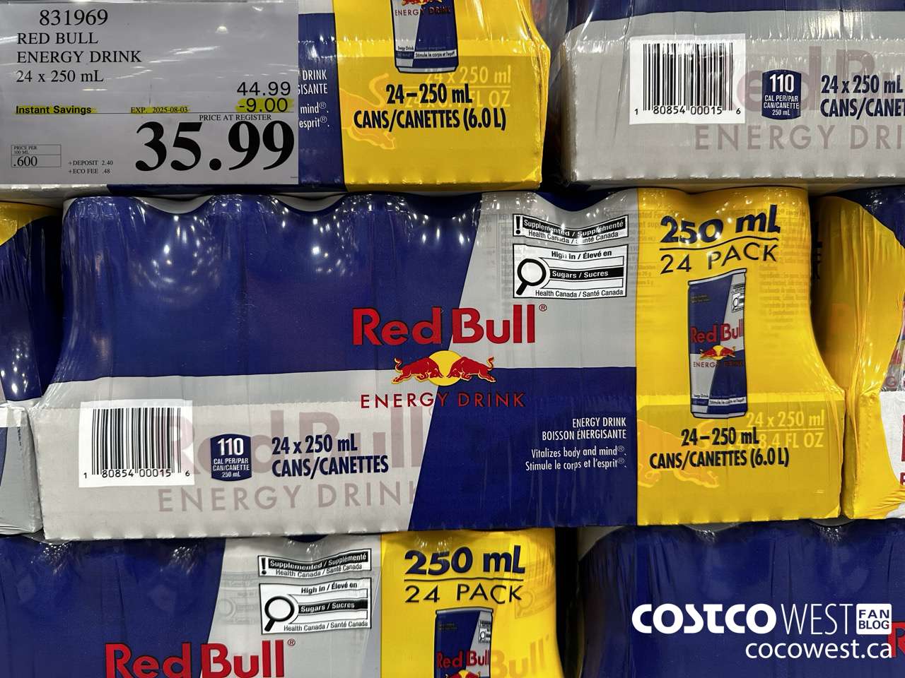 831969 RED BULL ENERGY DRINK 24 X 250ML ($9.00 INSTANT SAVINGS EXPIRES ON 2025-08-03) $35.99