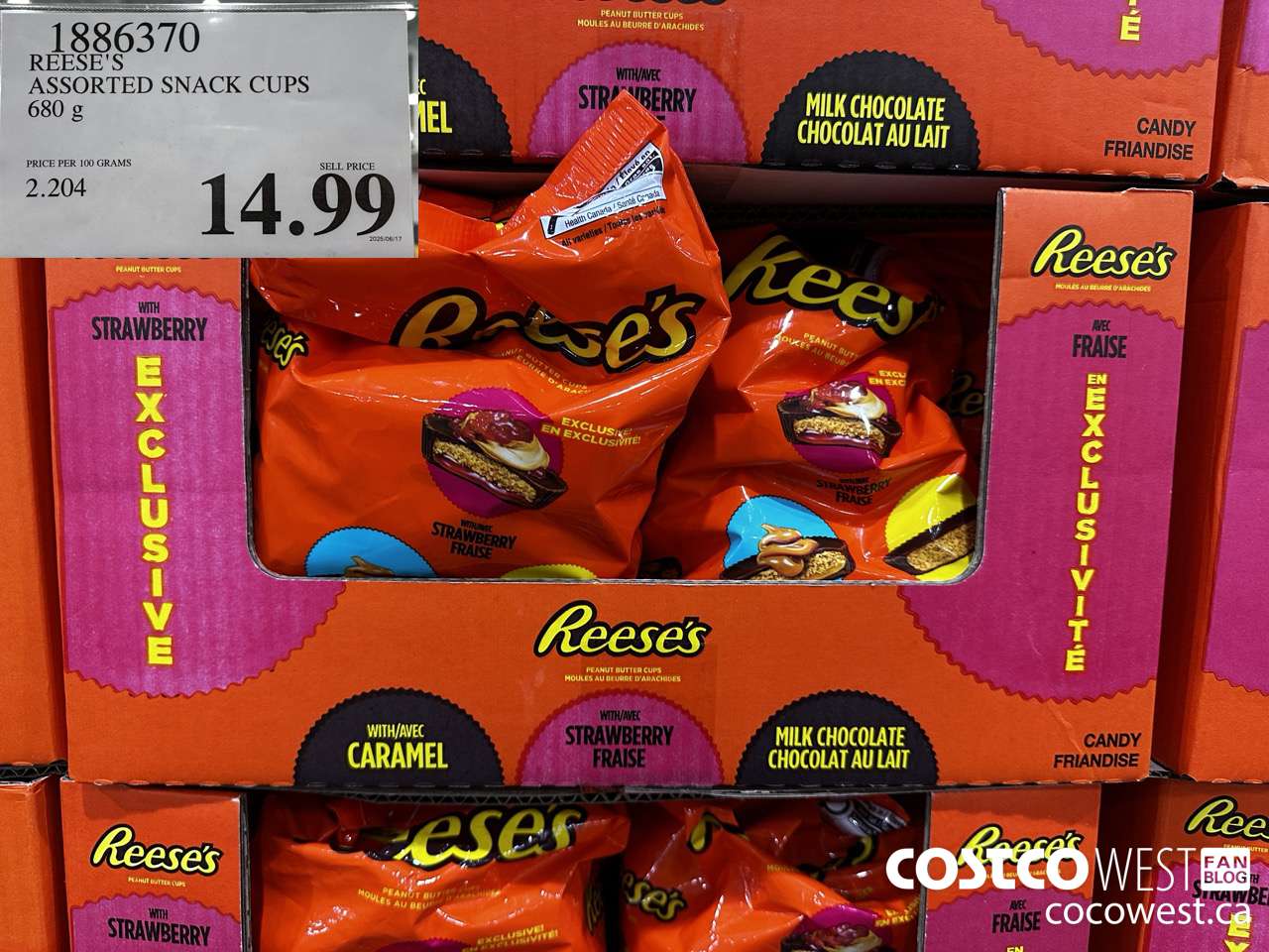 1886370 REESE'S ASSORTED SNACK CUPS 680G $14.99