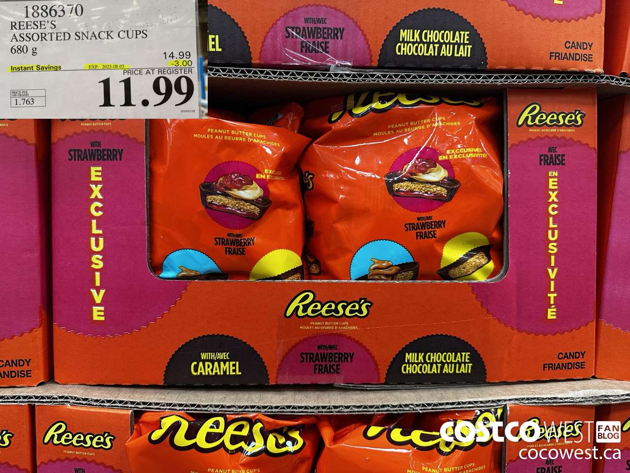1886370 REESE'S ASSORTED SNACK CUPS 680G ($3.00 INSTANT SAVINGS EXPIRES ON 2025-08-03) $11.99