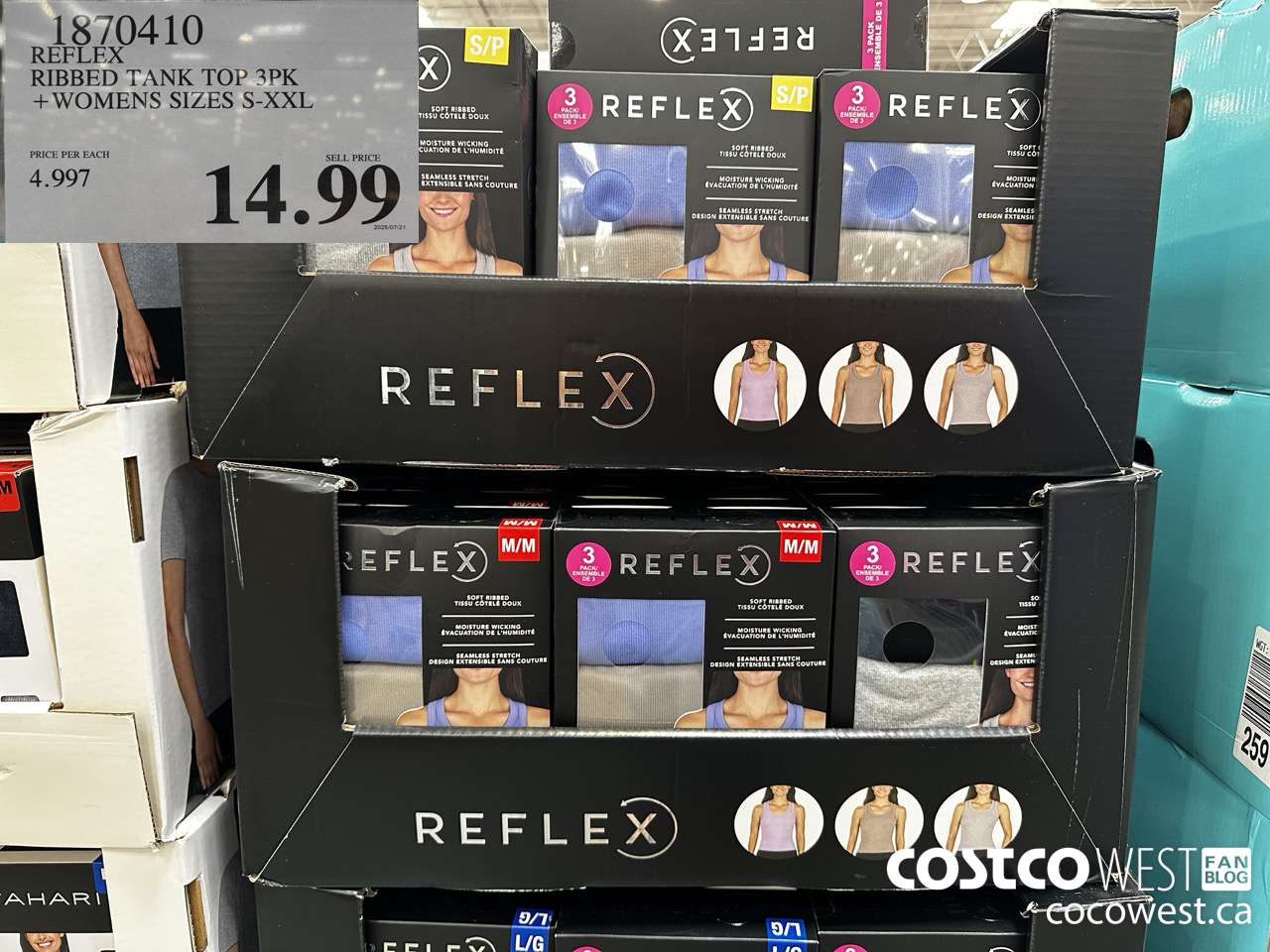 1870410 REFLEX RIBBED TANK TOP 3PK LADIES SIZES S-XXL $14.99