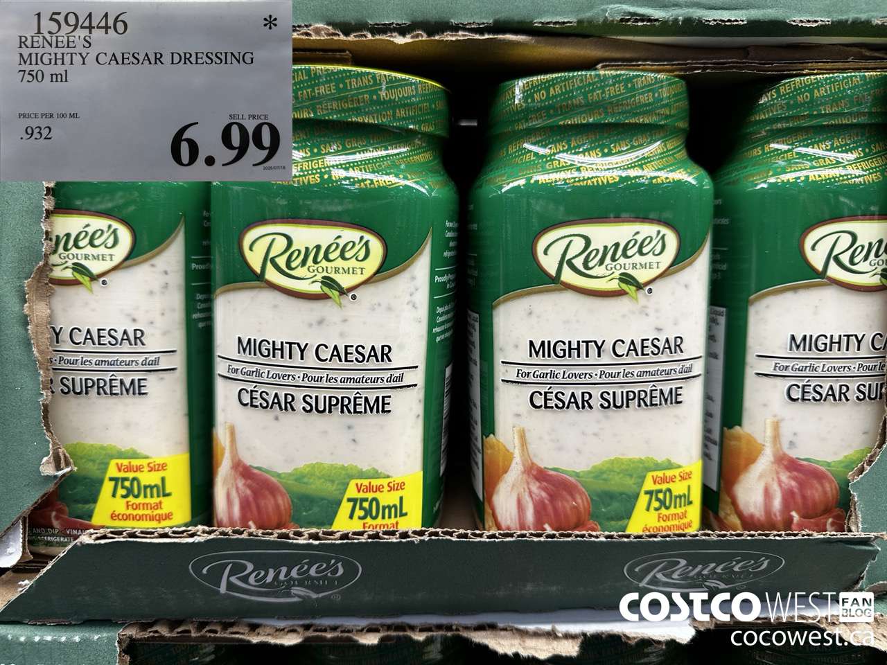 159446 RENEE'S MIGHTY CESAR DRESSING 750 ML $6.99