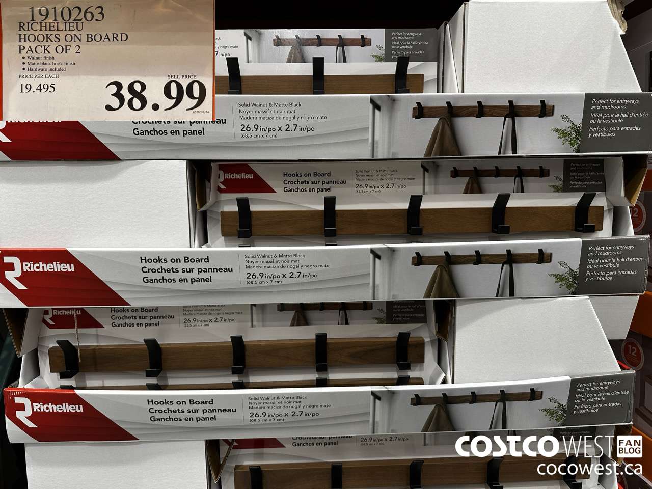 1910263 RICHELIEU HOOKS ON BOARD PACK OF 2 $38.99