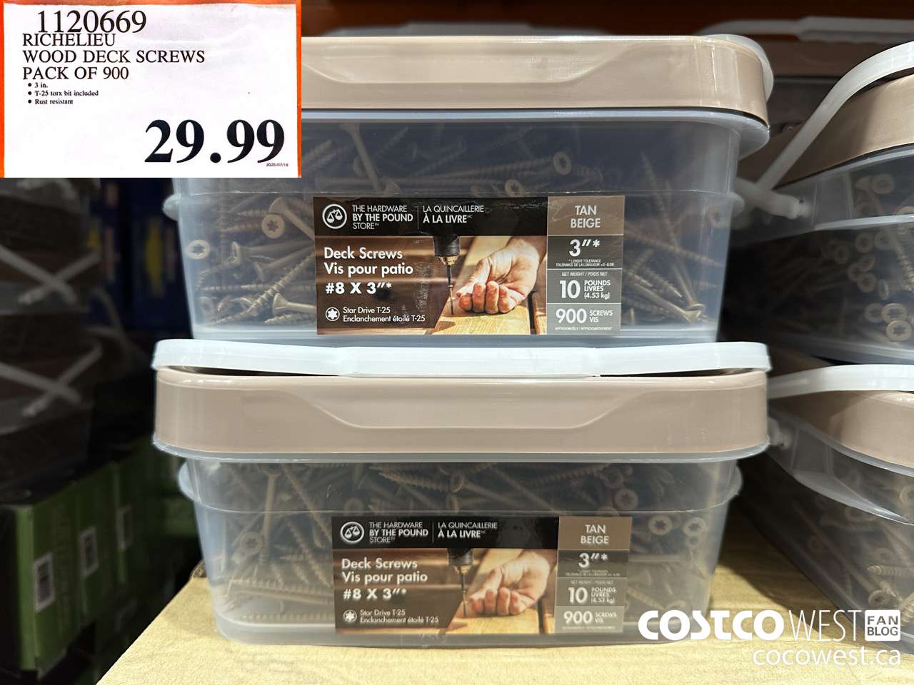 1120669 RICHELIEU WOOD DECK SCREWS PACK OF 900 $29.99