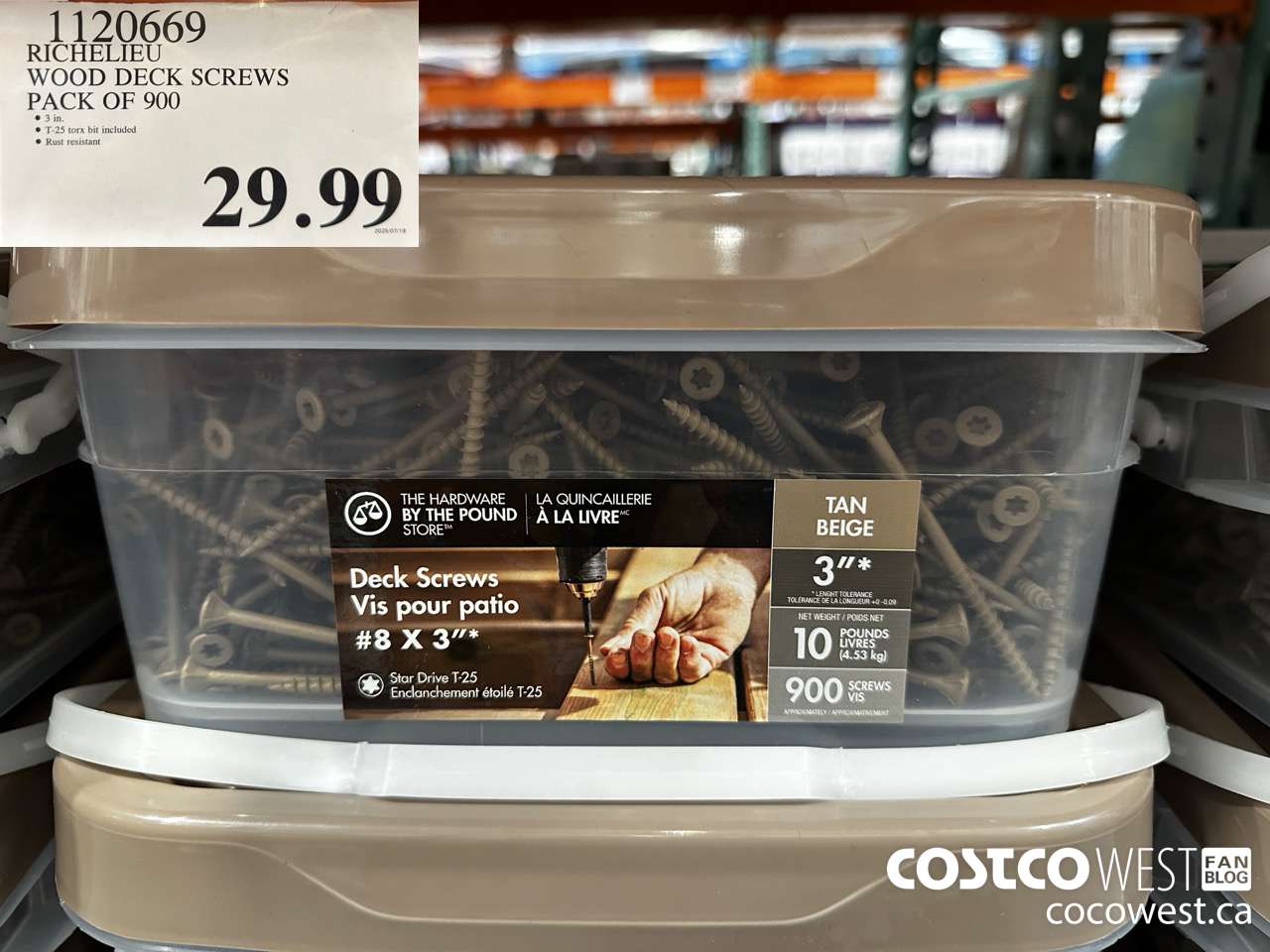 1120669 RICHELIEU WOOD DECK SCREWS PACK OF 900 $29.99