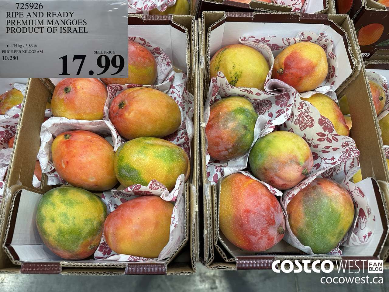 725926 RIPE AND READY PREMIUM MANGOES PRODUCT OF ISRAEL $17.99