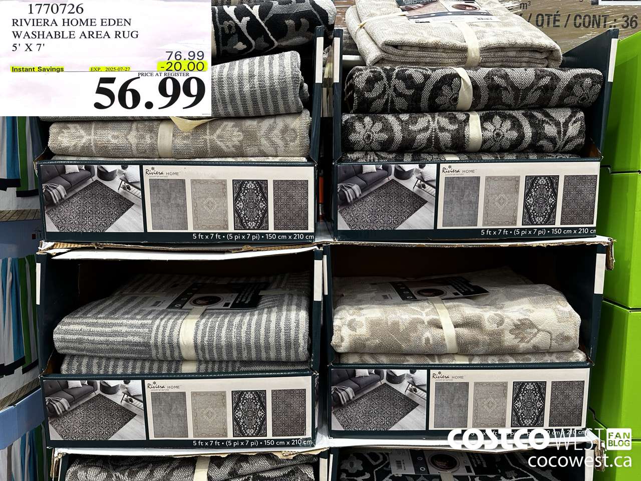 1770726 RIVIERA HOME EDEN WASHABLE AREA RUG 5' X 7' ($20.00 INSTANT SAVINGS EXPIRES ON 2025-07-27) $56.99