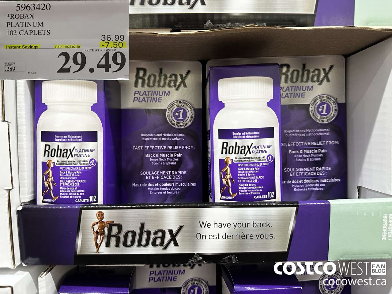 5963420 ROBAX PLATINUM 102 CAPLETS ($7.50 INSTANT SAVINGS EXPIRES ON 2025-07-20) $29.49