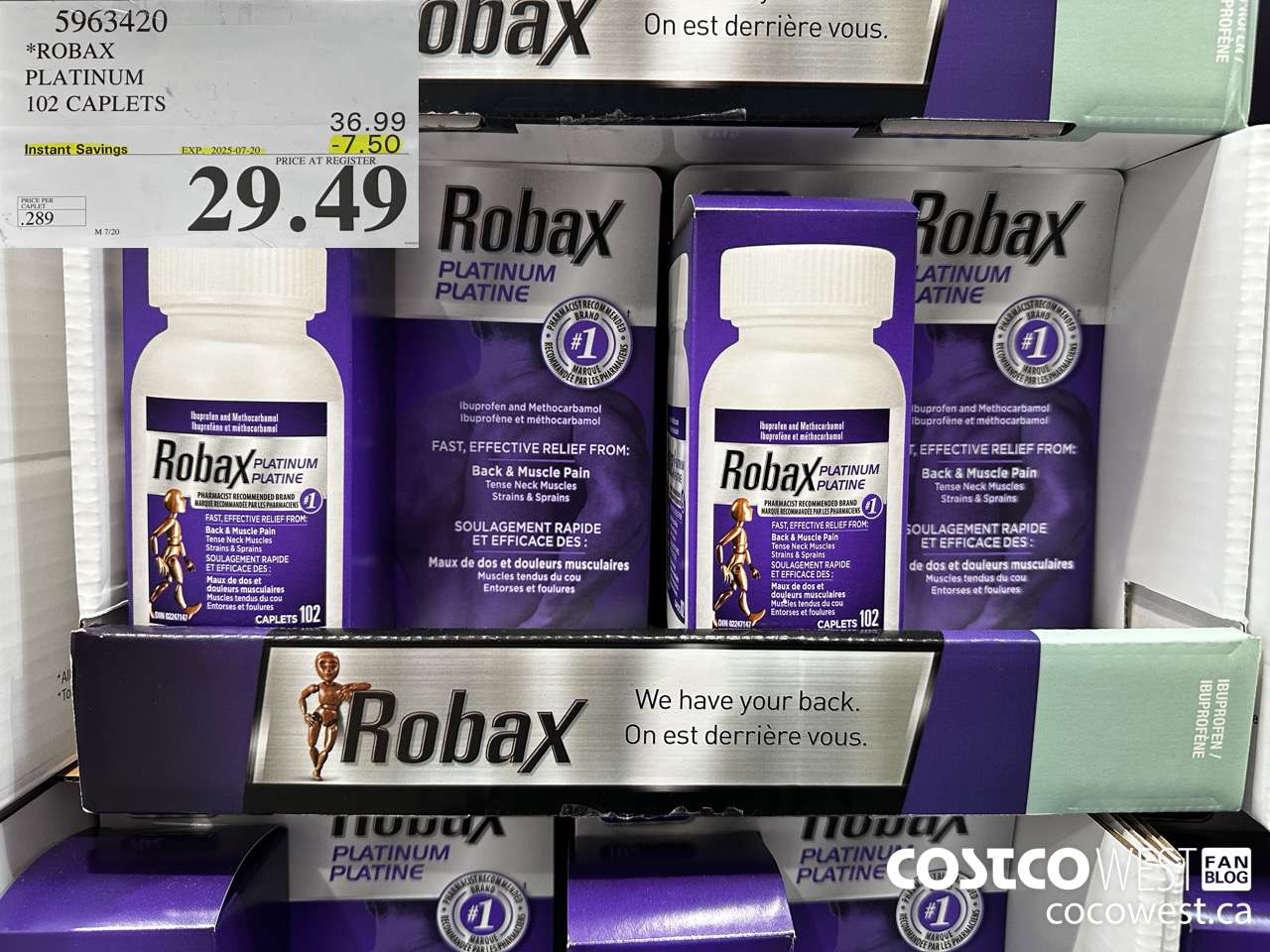 5963420 ROBAX PLATINUM 102 CAPLETS ($7.50 INSTANT SAVINGS EXPIRES ON 2025-07-20) $29.49