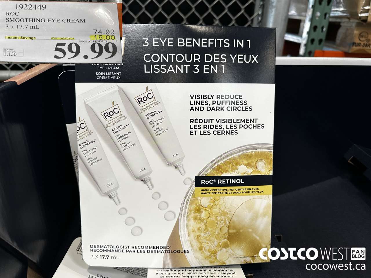 1922449 ROC SMOOTHING EYE CREAM 3 X 17.7ML ($15.99 INSTANT SAVINGS EXPIRES ON 2025-08-03) $59.99