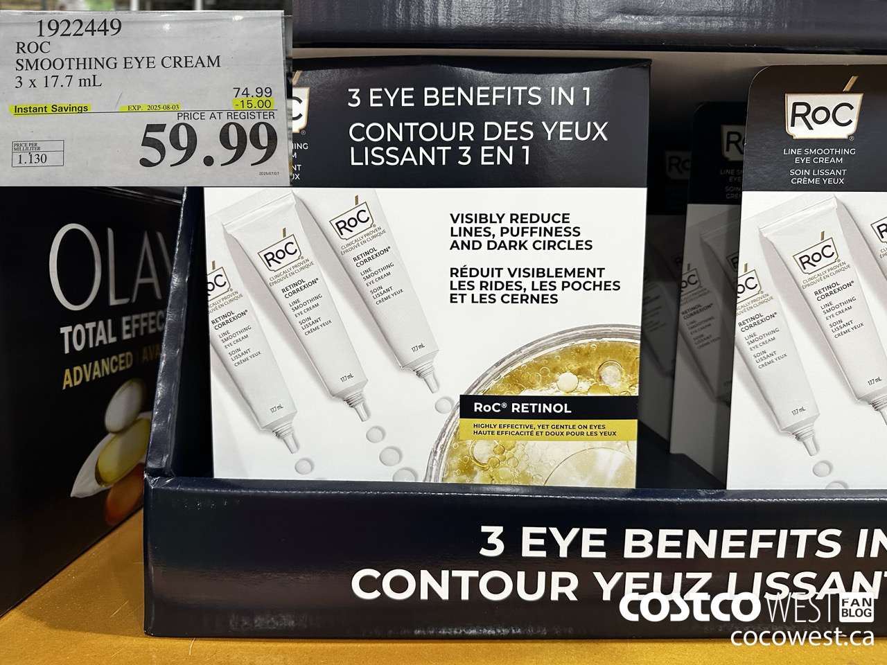 1922449 ROC SMOOTHING EYE CREAM 3 X 17.7ML ($15.99 INSTANT SAVINGS EXPIRES ON 2025-08-03) $59.99