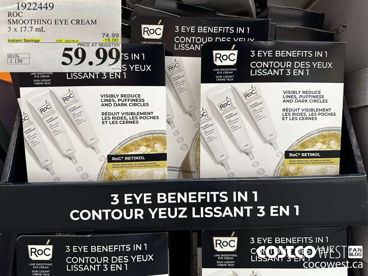1922449 ROC SMOOTHING EYE CREAM 3 X 17.7ML ($15.00 INSTANT SAVINGS EXPIRES ON 2025-08-03) $59.99