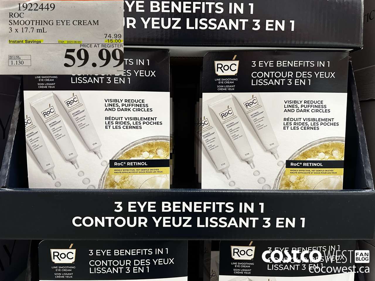 1922449 ROC SMOOTHING EYE CREAM 3 X 17.7ML ($15.00 INSTANT SAVINGS EXPIRES ON 2025-08-03) $59.99