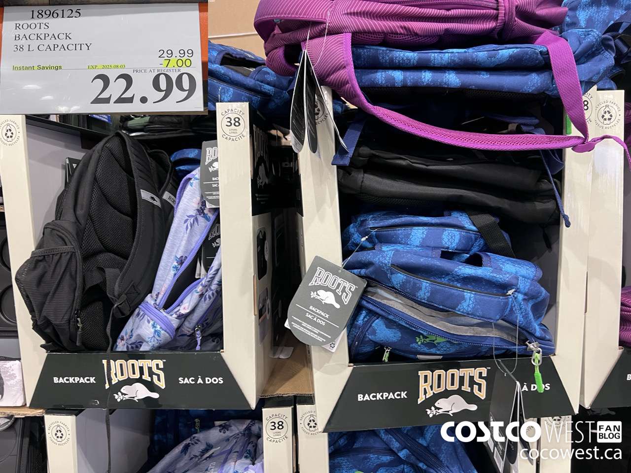 1896125 ROOTS BACKPACK 38L CAPACITY ($7.00 INSTANT SAVINGS EXPIRES ON 2025-08-03) $22.99