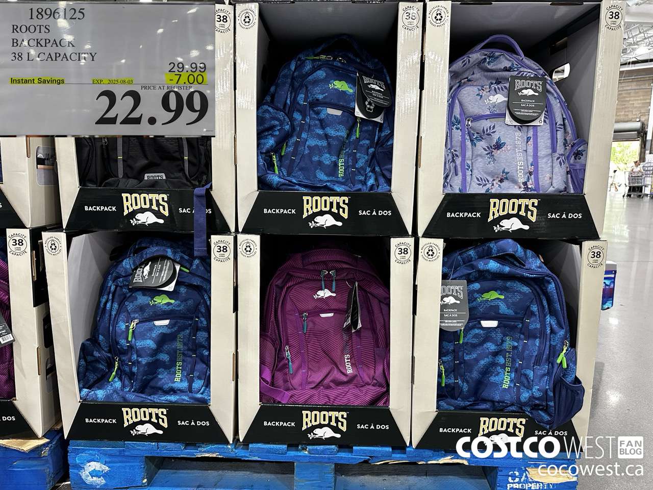 1896125 ROOTS BACKPACK 38L CAPACITY ($7.00 INSTANT SAVINGS EXPIRES ON 2025-08-03) $22.99