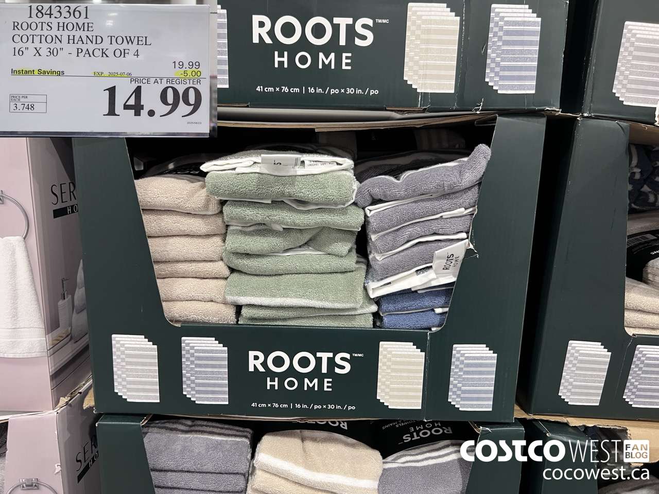 1843361 ROOTS HOME COTTON HAND TOWEL 16