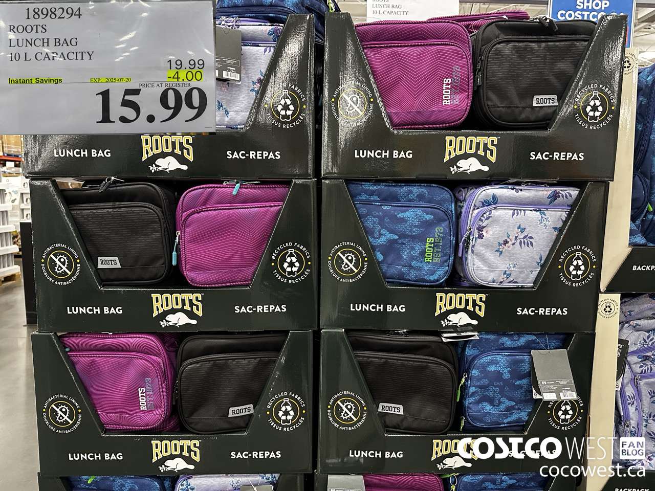 1898294 ROOTS LUNCH BAG 10 L CAPACITY ($4.00 INSTANT SAVINGS EXPIRES ON 2025-07-20) $15.99