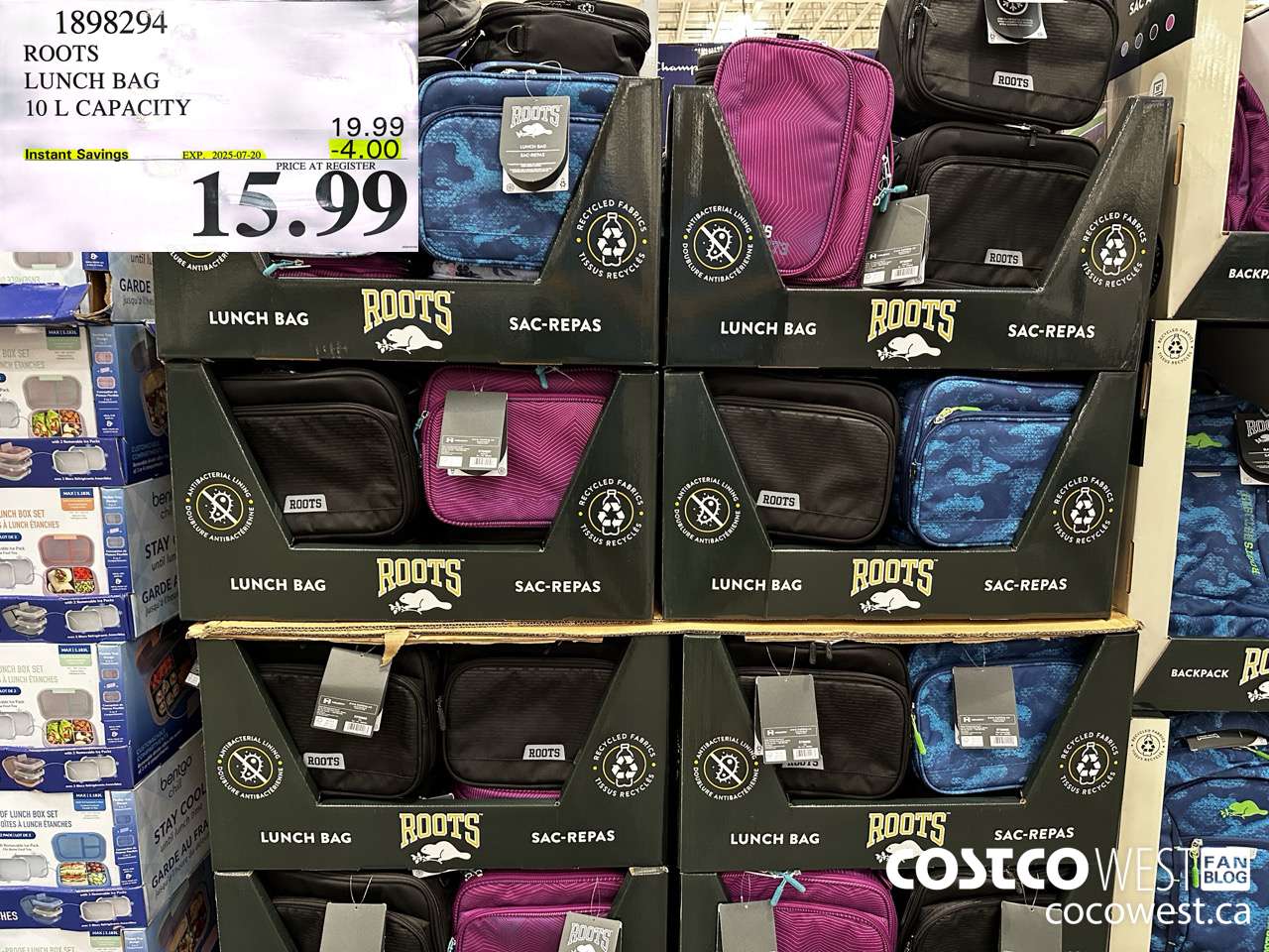 1898294 ROOTS LUNCH BAG 10 L CAPACITY ($4.00 INSTANT SAVINGS EXPIRES ON 2025-07-20) $15.99