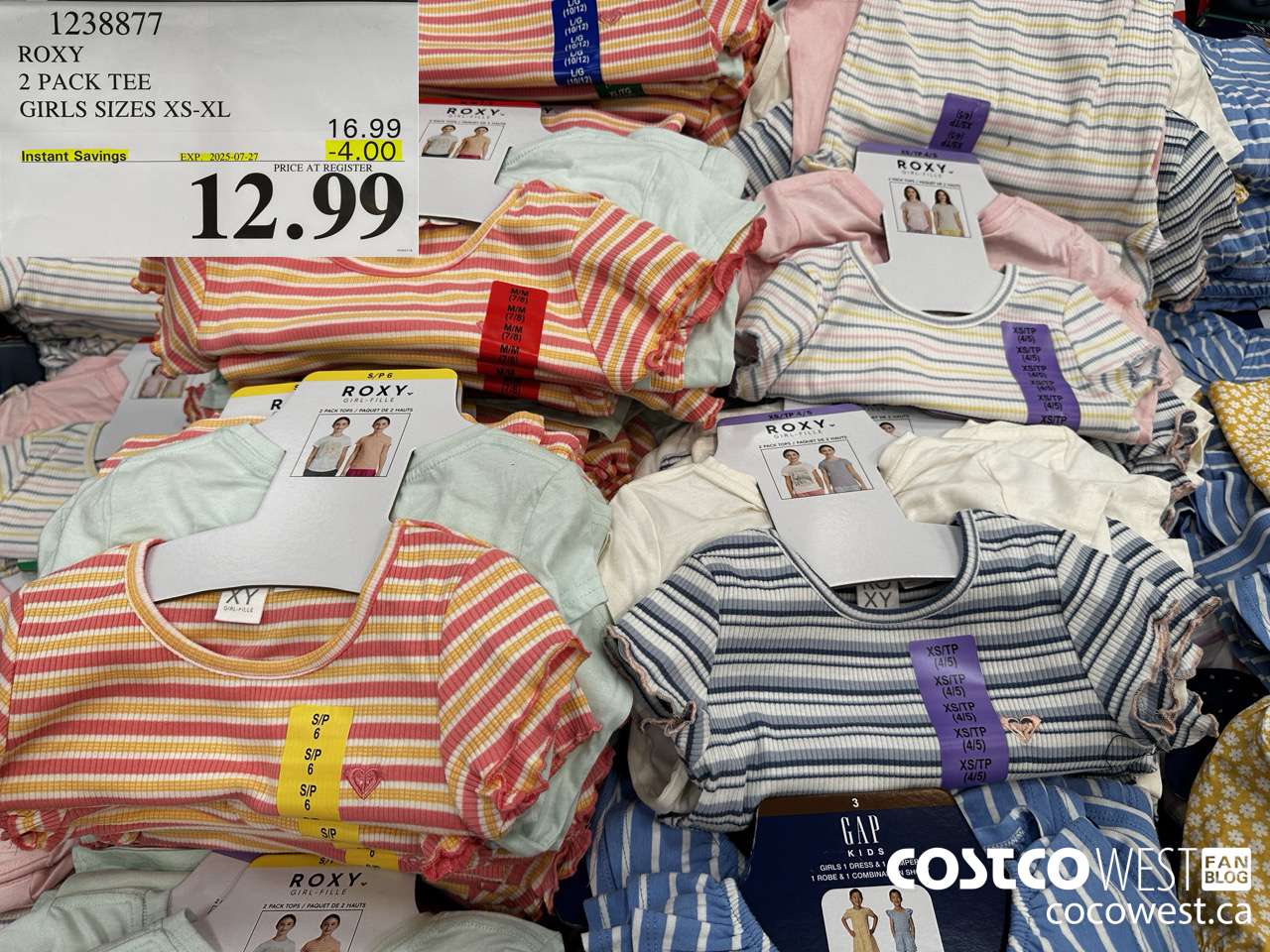 1238877 ROXY 2 PACK TEE GIRLS SIZES XS-XL ($4.00 INSTANT SAVINGS EXPIRES ON 2025-07-27) $12.99