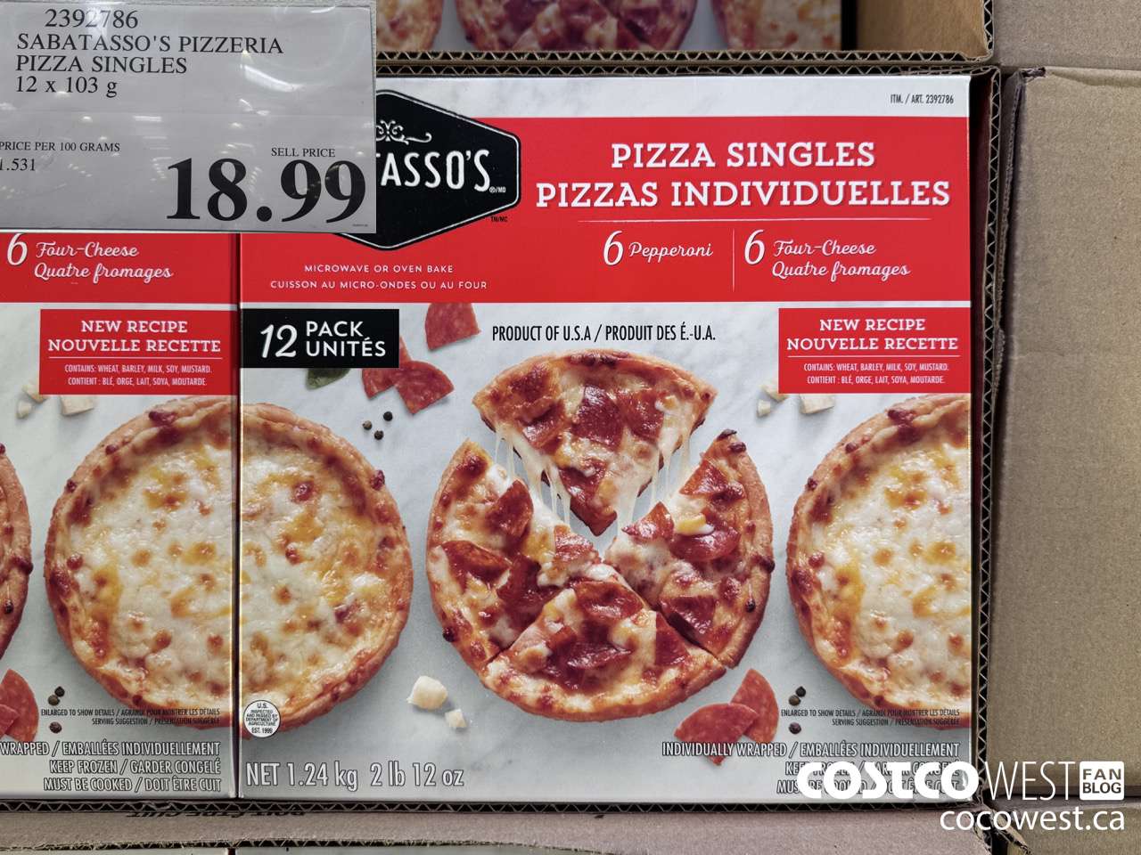 2392786 SABATASSO'S PIZZERIA PIZZA SINGLES 12 X 103G $18.99