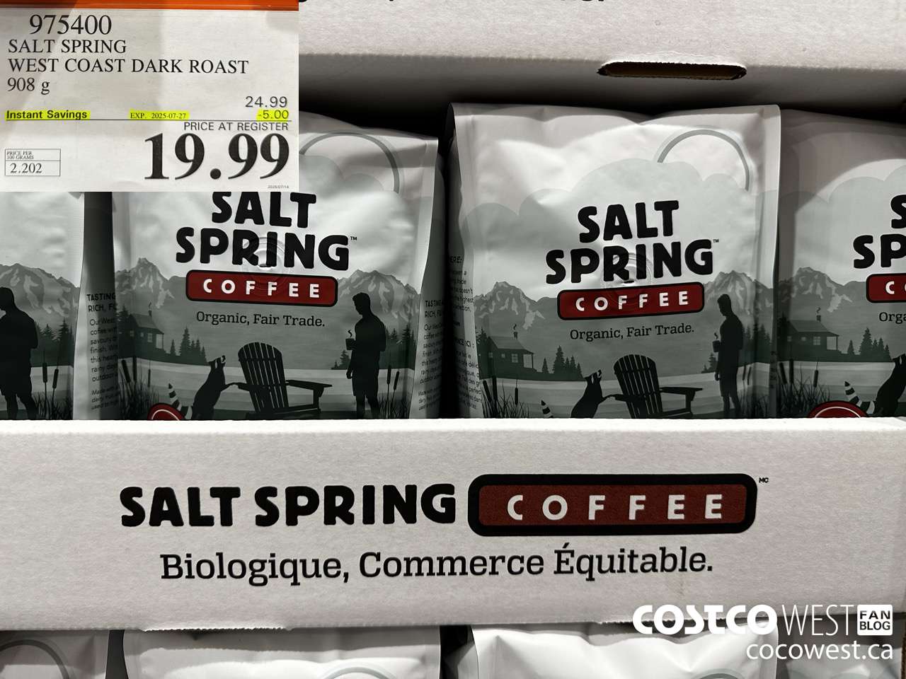 975400 SALT SPRING WEST COAST BLEND BEAN 908 G ($5.00 INSTANT SAVINGS EXPIRES ON 2025-07-27) $19.99