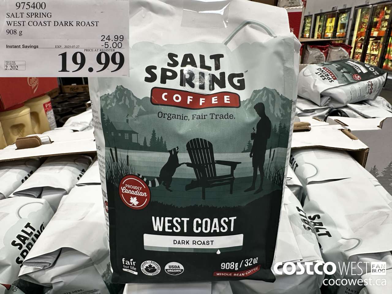 975400 SALT SPRING WEST COAST DARK ROAST 908 G ($5.00 INSTANT SAVINGS EXPIRES ON 2025-07-27) $19.99