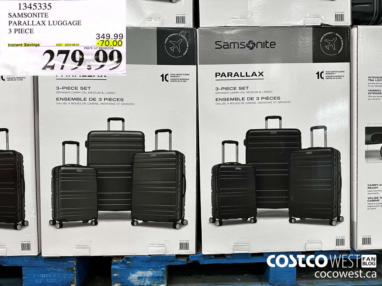 1345335 SAMSONITE PARALLAX LUGGAGE 3 PIECE ($70.00 INSTANT SAVINGS EXPIRES ON 2025-08-03) $279.99