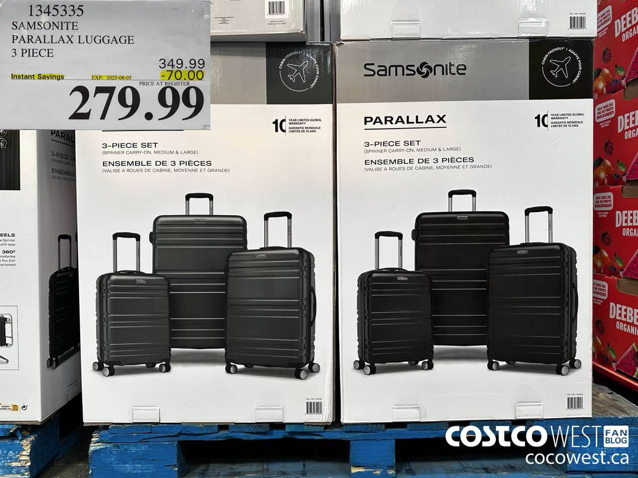 1345335 SAMSONITE PARALLAX LUGGAGE 3 PIECE ($70.00 INSTANT SAVINGS EXPIRES ON 2025-08-03) $279.99