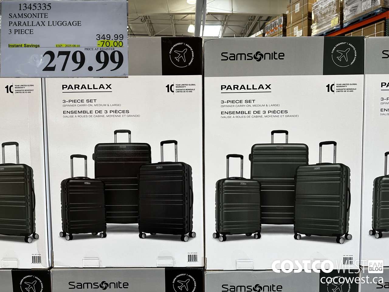 1345335 SAMSONITE PARALLAX LUGGAGE 3 PIECE ($70.00 INSTANT SAVINGS EXPIRES ON 2025-08-10) $279.99