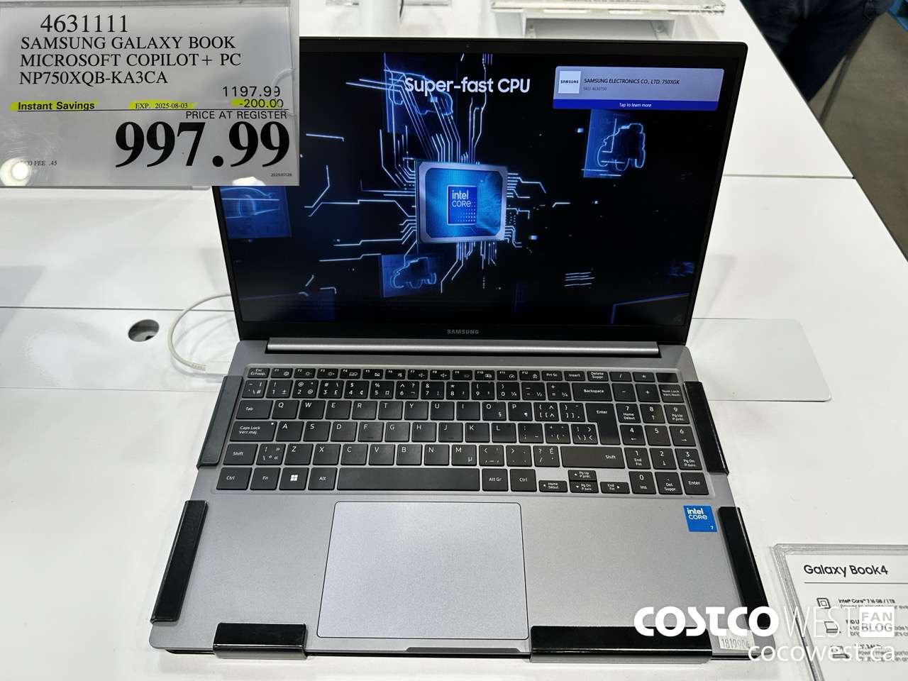 4631111 SAMSUNG GALAXY BOOK MICROSOFT COPILOT + PC NP750XQB-KA3CA ($200.00 INSTANT SAVINGS EXPIRES ON 2025-08-03) $997.99