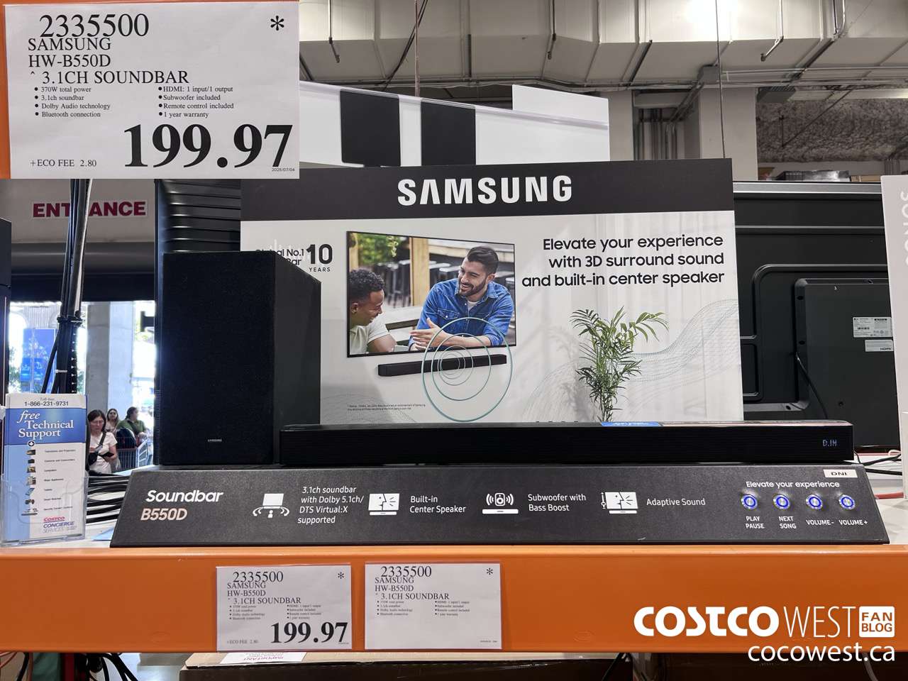 2335500 SAMSUNG HW-B550D SOUNDBAR 3.1CH $199.97