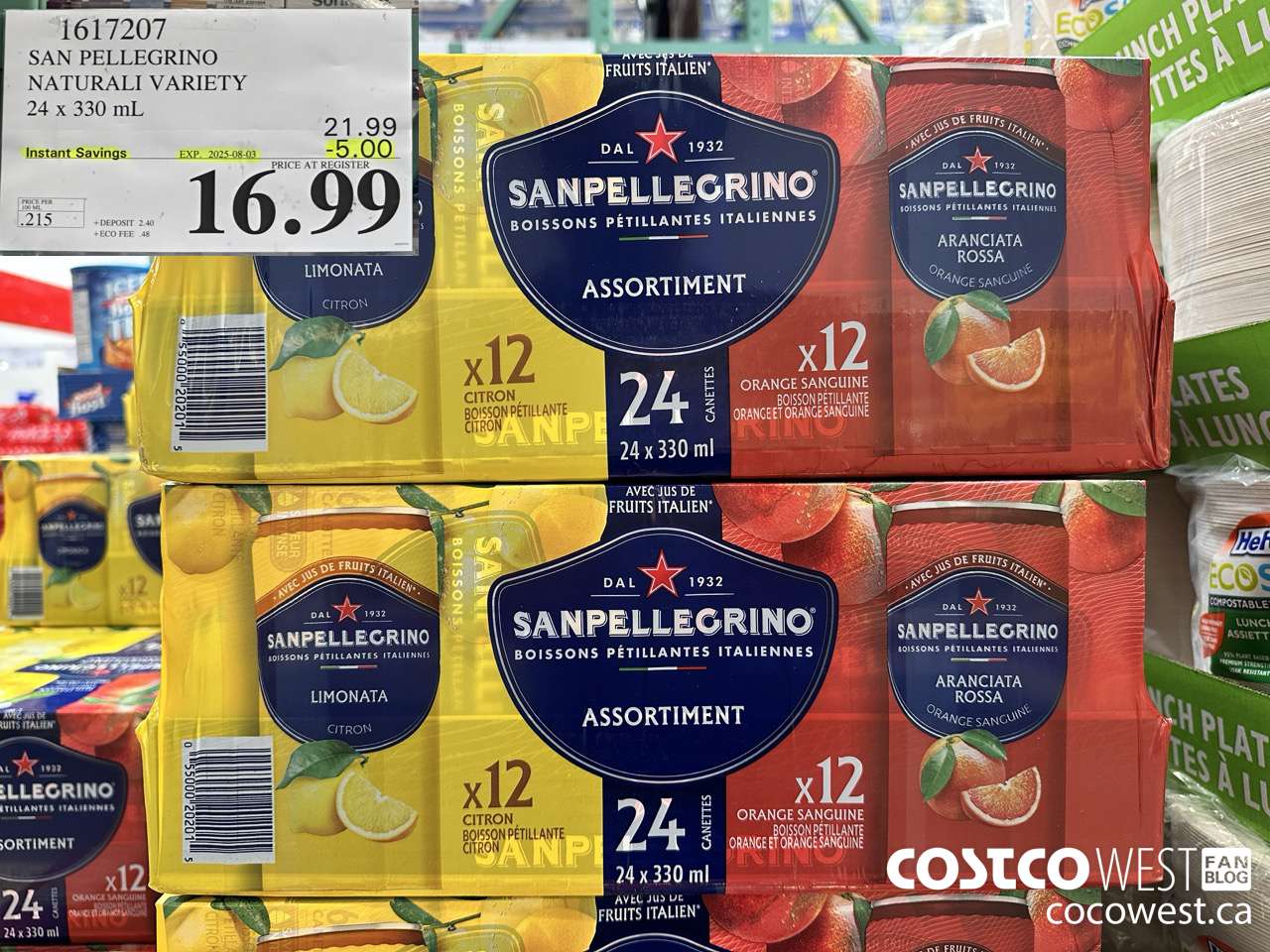1617207 SAN PELLEGRINO NATURALI VARIETY 24 x 330 mL ($5.00 INSTANT SAVINGS EXPIRES ON 2025-08-03) $16.99