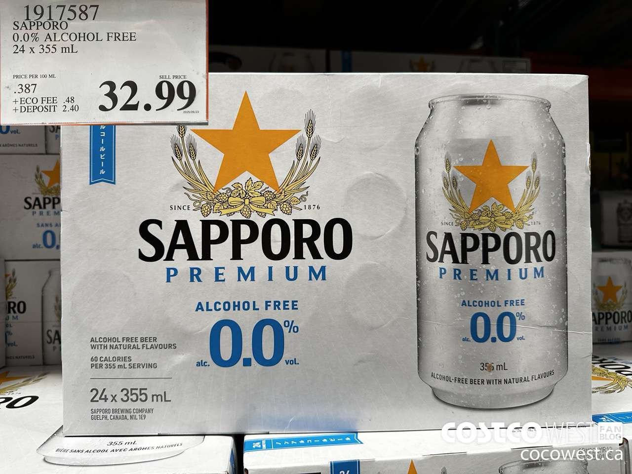 1917587 SAPPORO 0.0% ALCOHOL FREE 24 X 355ML $32.99