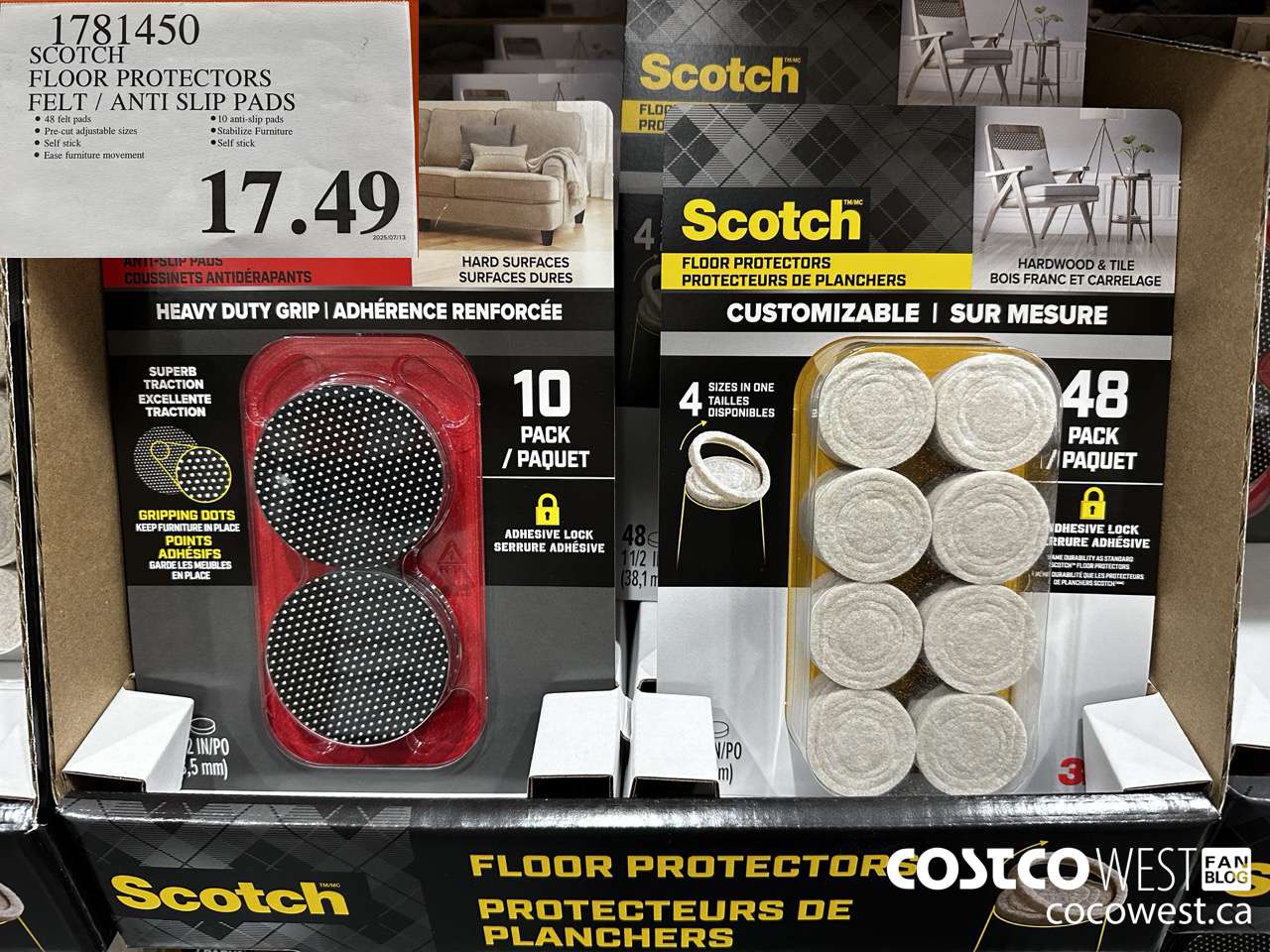 1781450 SCOTCH FLOOR PROTECTORS FELT / ANTI SLIP PADS $17.49