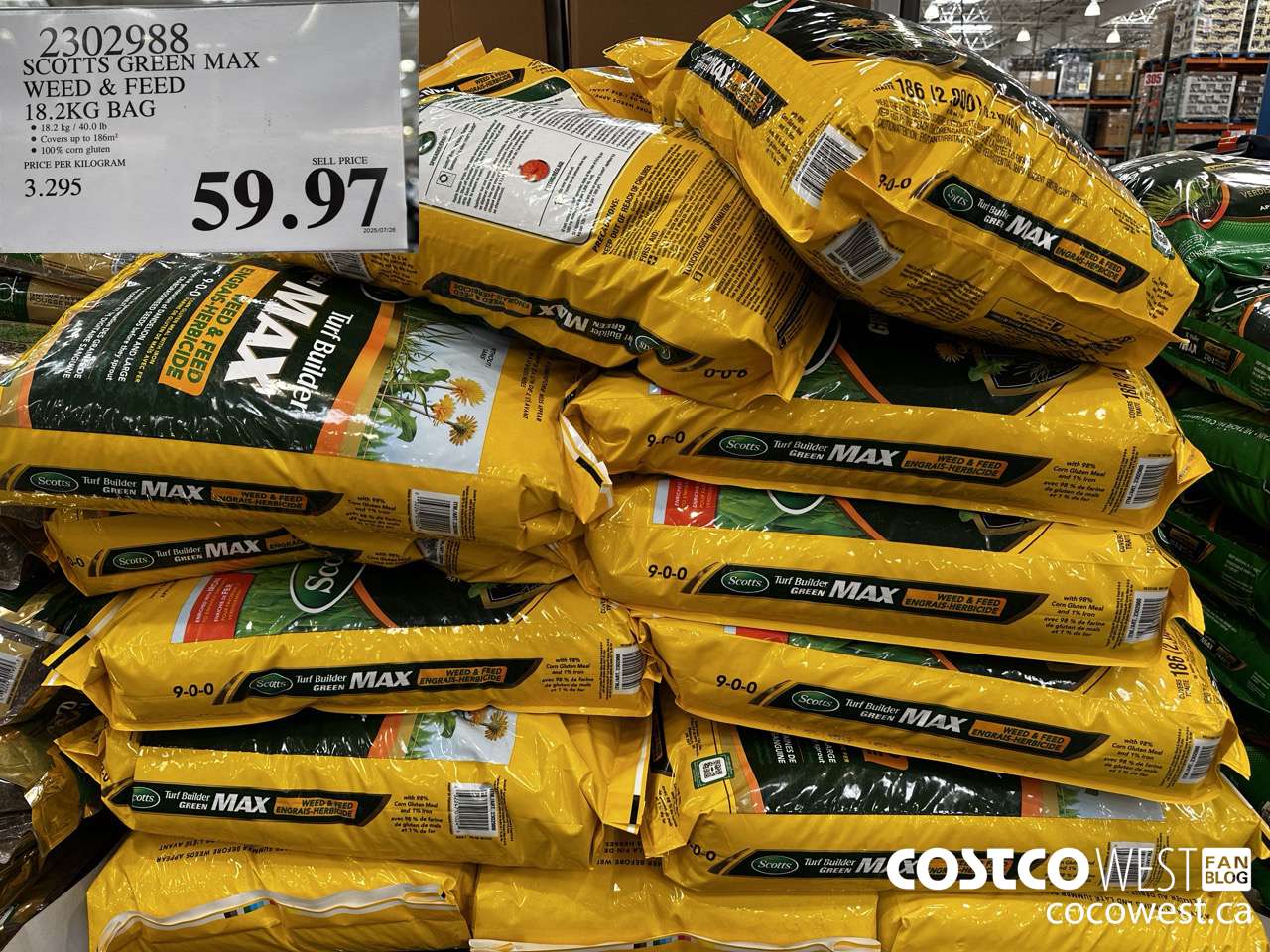 2302988 SCOTTS GREEN MAX WEED & FEED 18.2 KG BAG $59.97