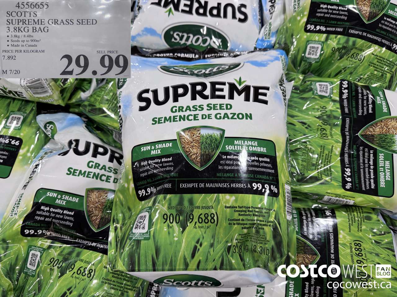 4556655 SCOTTS SUPREME GRASS SEED 3.8KG BAG $29.99