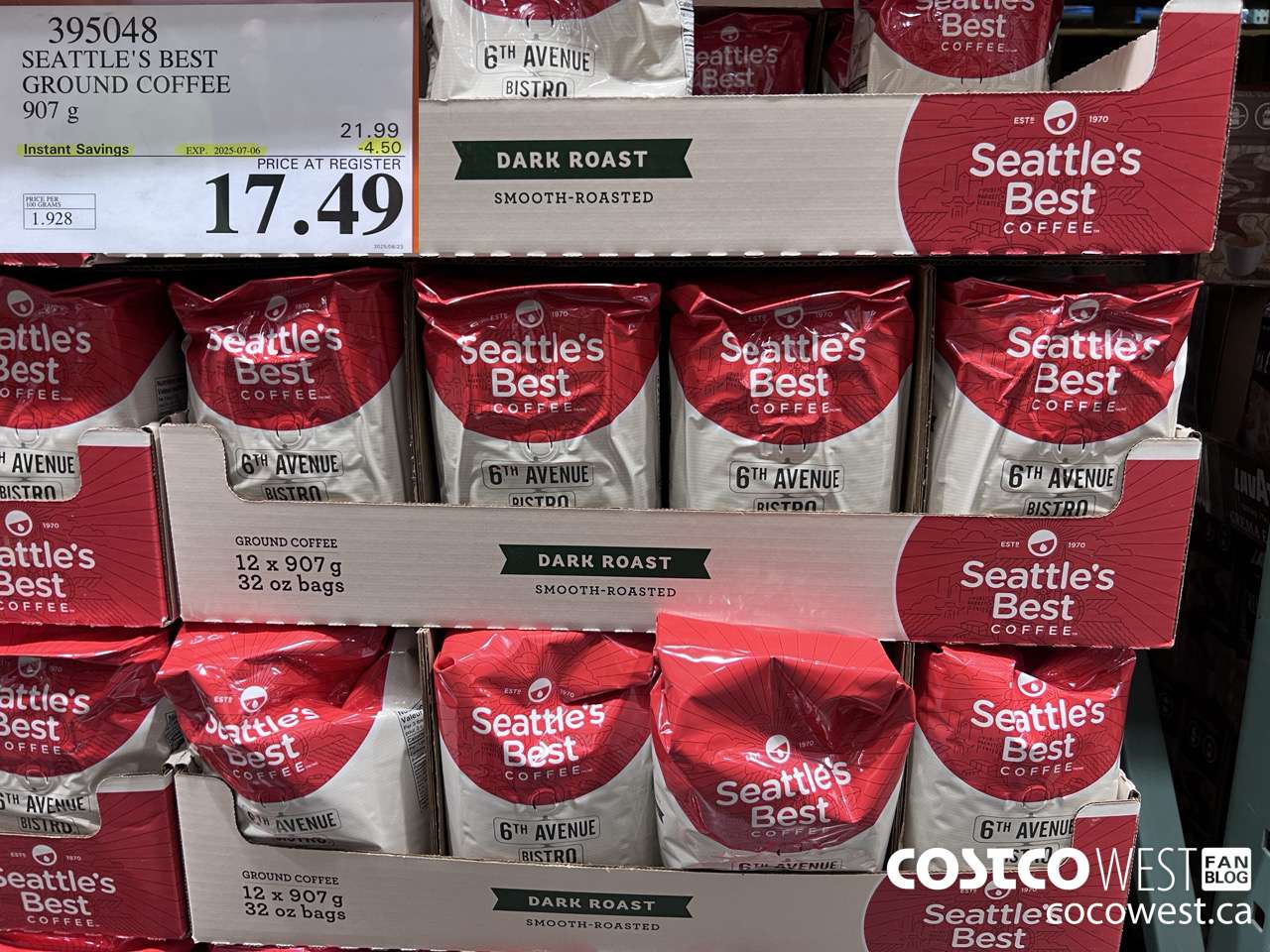 395048 SEATTLE'S BEST GROUND COFFEE 907 G ($4.50 INSTANT SAVINGS EXPIRES ON 2025-07-06) $17.49
