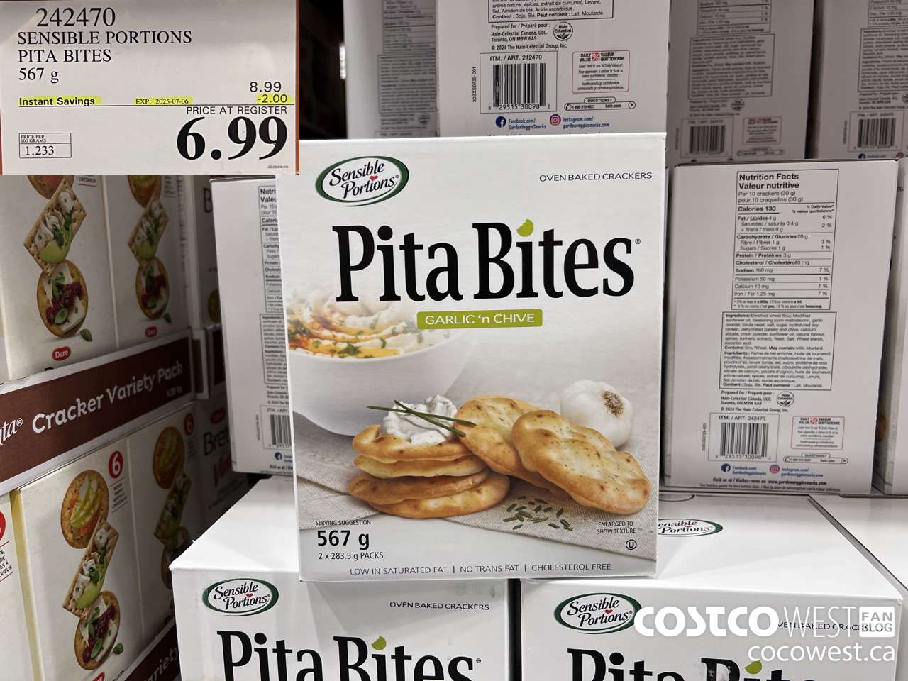 242470 SENSIBLE PORTIONS PITA BITES 567 G ($2.00 INSTANT SAVINGS EXPIRES ON 2025-07-06) $6.99