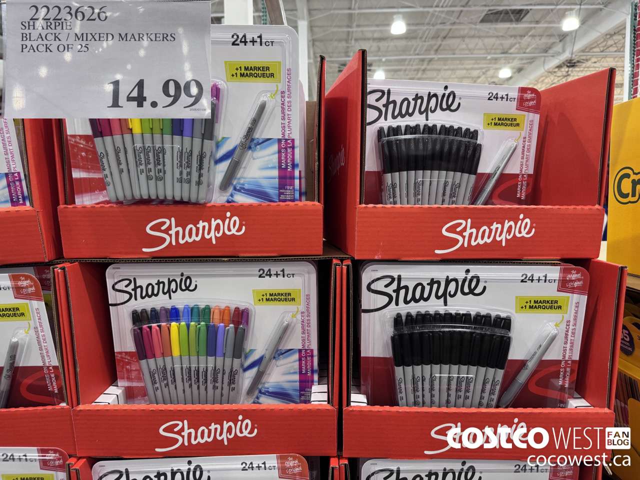 2223626 SHARPIE BLACK/MIXED MARKERS PACK OF 25 $14.99