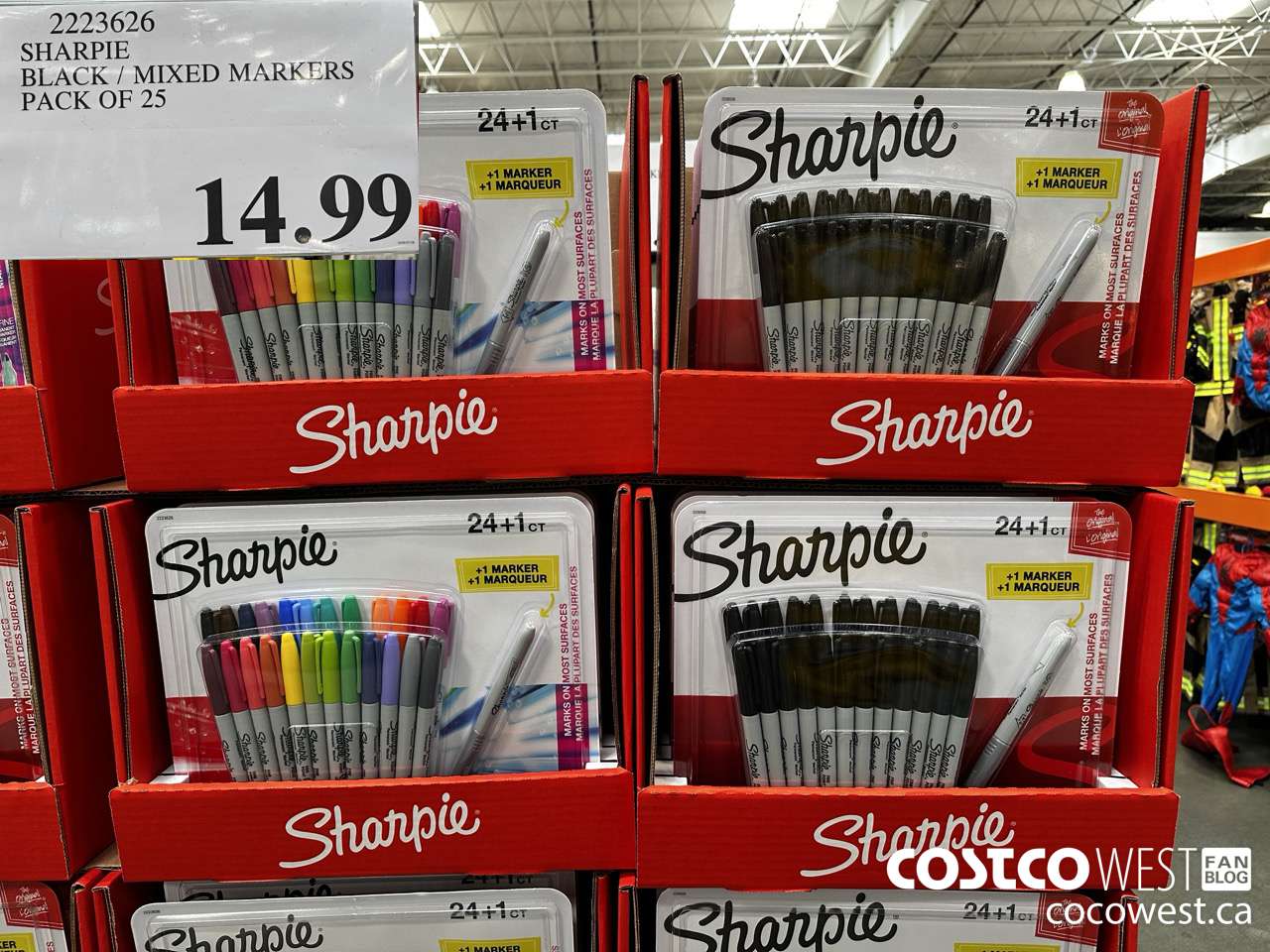 2223626 SHARPIE BLACK/MIXED MARKERS PACK OF 25 $14.99