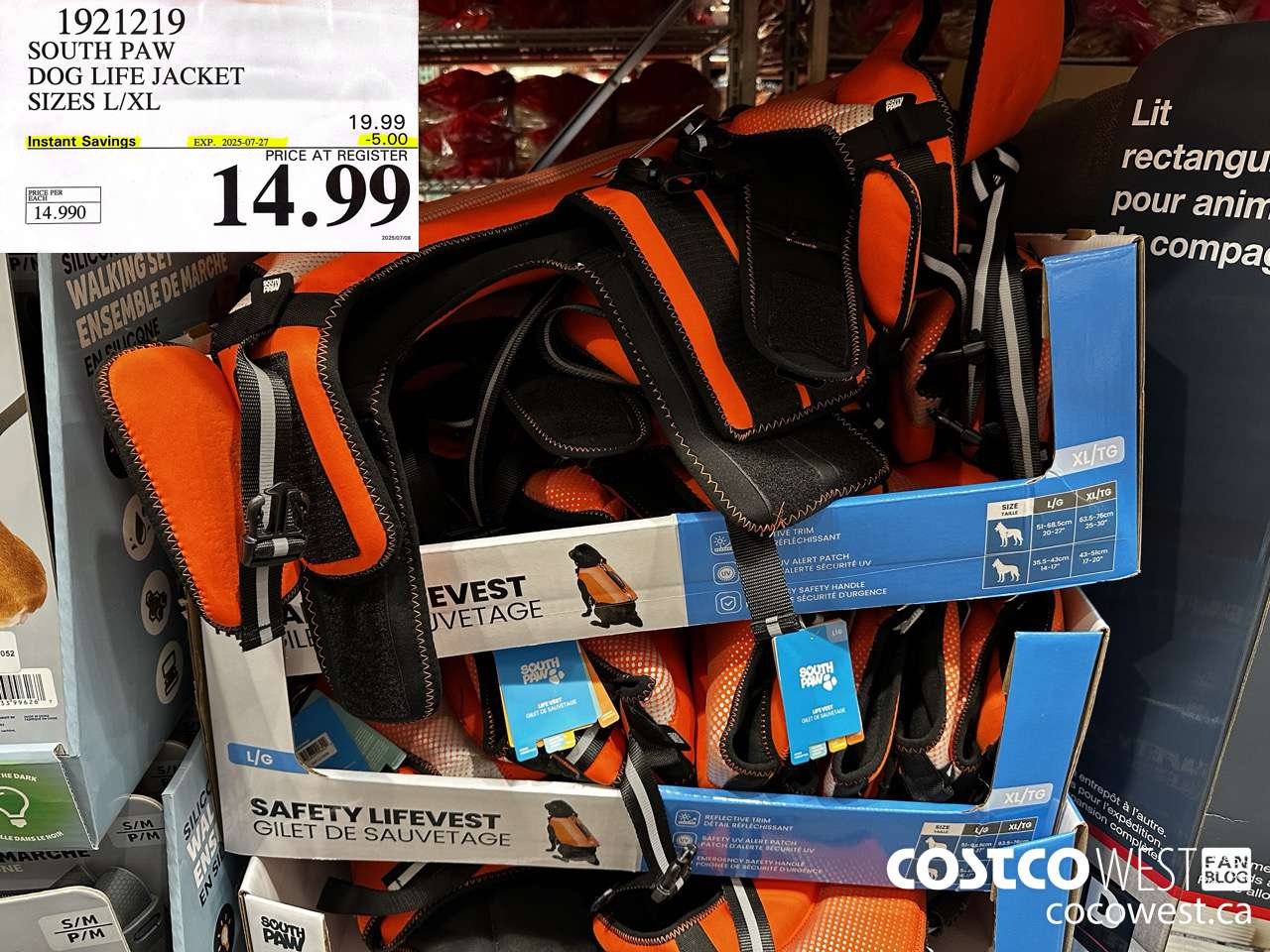 1921219 SILVER PAW DOG LIFE JACKET SIZES L/XL 500 ($5.00 INSTANT SAVINGS EXPIRES ON 2025-07-27) $14.99