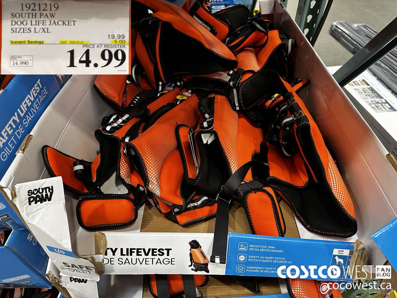 1921219 SILVER PAW DOG LIFE JACKET SIZES L/XL 500 ($5.00 INSTANT SAVINGS EXPIRES ON 2025-07-27) $14.99