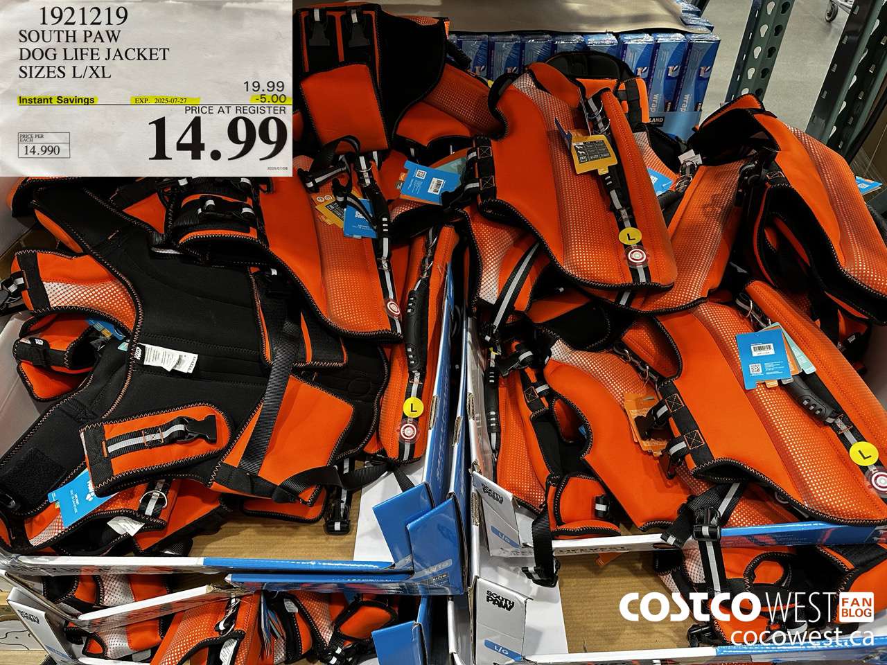 1921219 SILVER PAW DOG LIFE JACKET SIZES L/XL 500 ($5.00 INSTANT SAVINGS EXPIRES ON 2025-07-27) $14.99