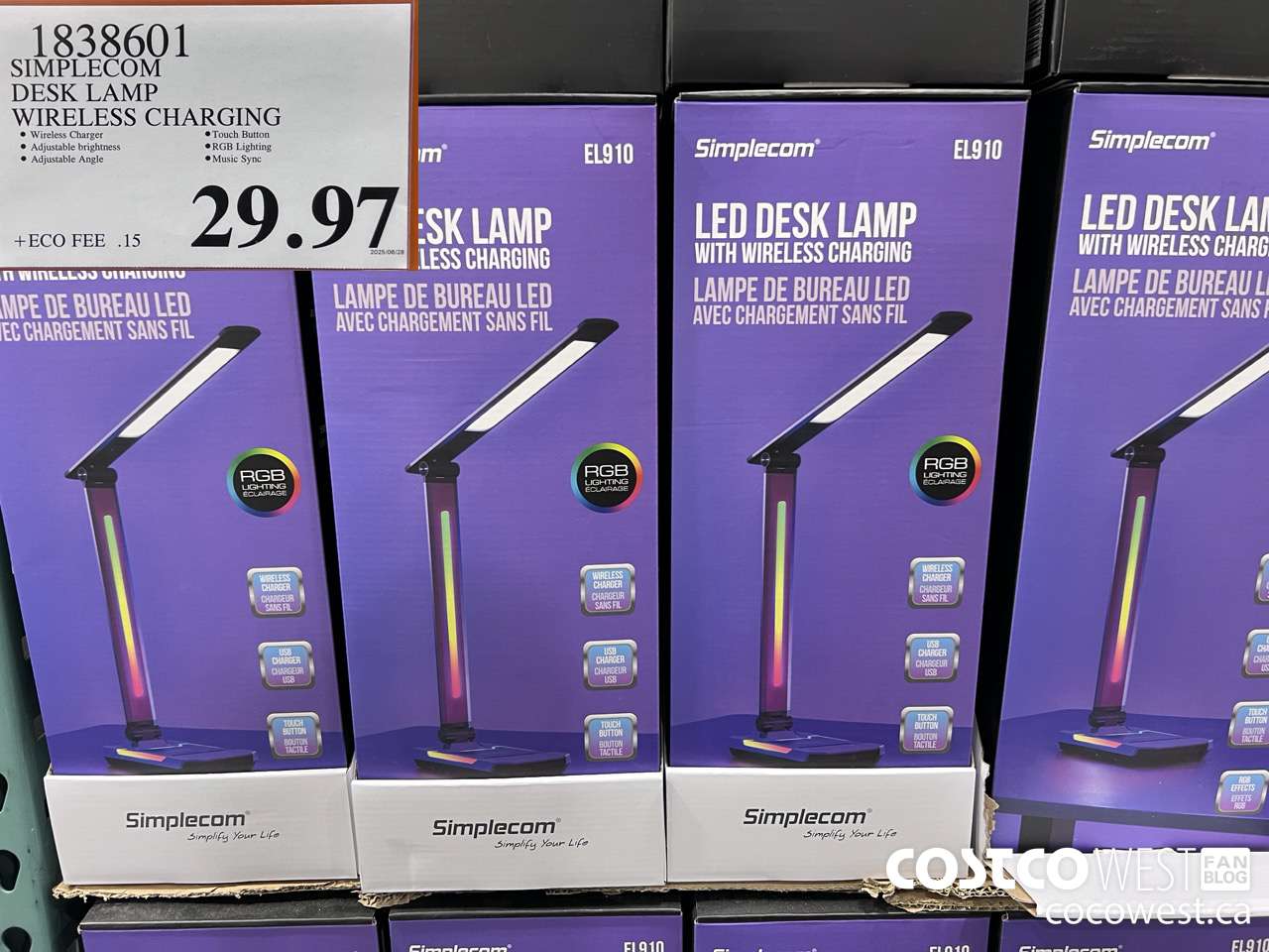 1838601 SIMPLECOM DESK LAMP WIRELESS CHARGING  $29.97