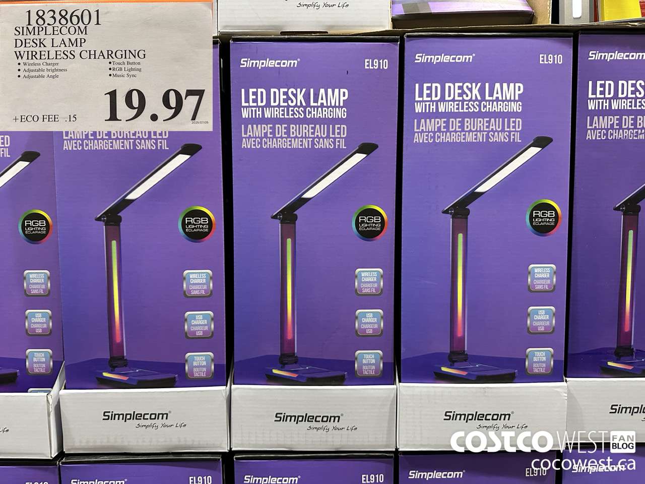 1838601 SIMPLECOM DESK LAMP WIRELESS CHARGING  $19.97