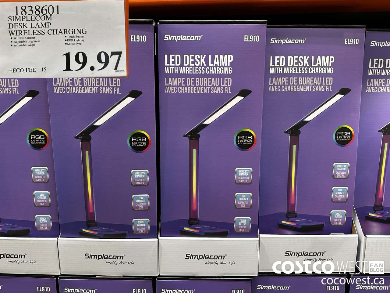 1838601 SIMPLECOM DESK LAMP WIRELESS CHARGING  $19.97