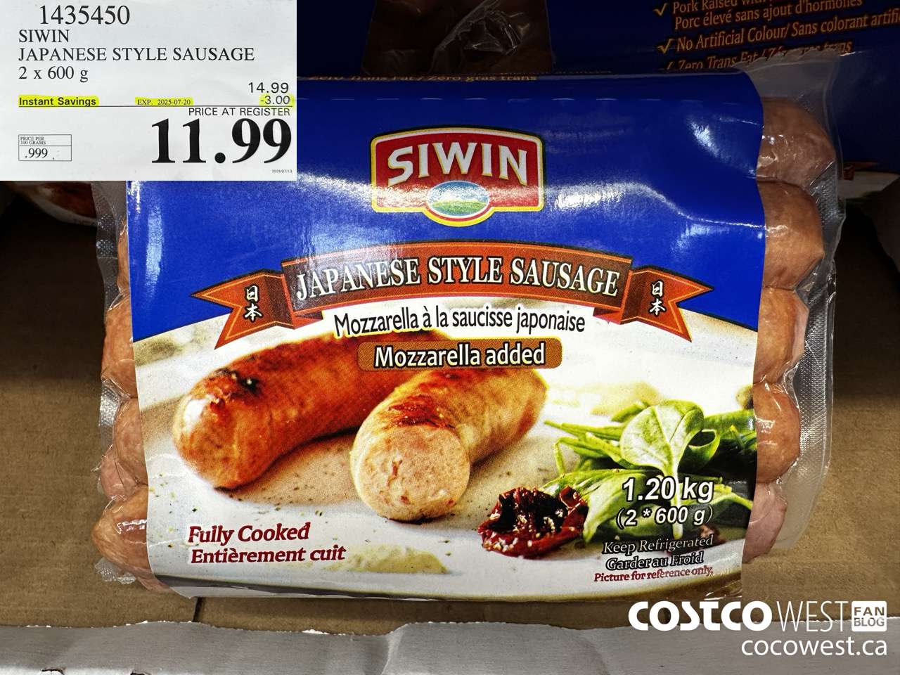 1435450 SIWIN JAPANESE STYLE SAUSAGE 2 x 600 g ($3.00 INSTANT SAVINGS EXPIRES ON 2025-07-20) $11.99