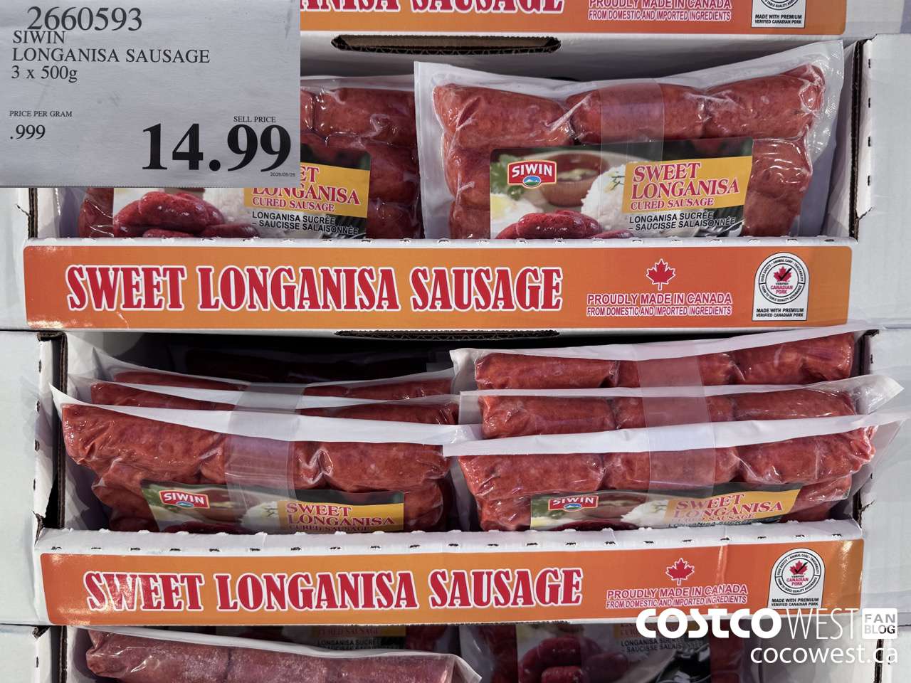 2660593 SIWIN LONGANISA SAUSAGE 3 x 500g $14.99